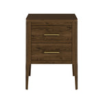 Brown Oak Two Drawer Bedside Table with Brass style Handles