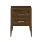 Brown Oak Two Drawer Bedside Table with Brass style Handles