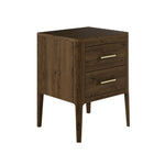 Brown Oak Two Drawer Bedside Table with Brass style Handles