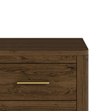 Brown Oak Two Drawer Bedside Table with Brass style Handles