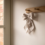 Beige and White Stripe  Hanging Bow