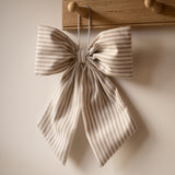 Beige and White Stripe  Hanging Bow