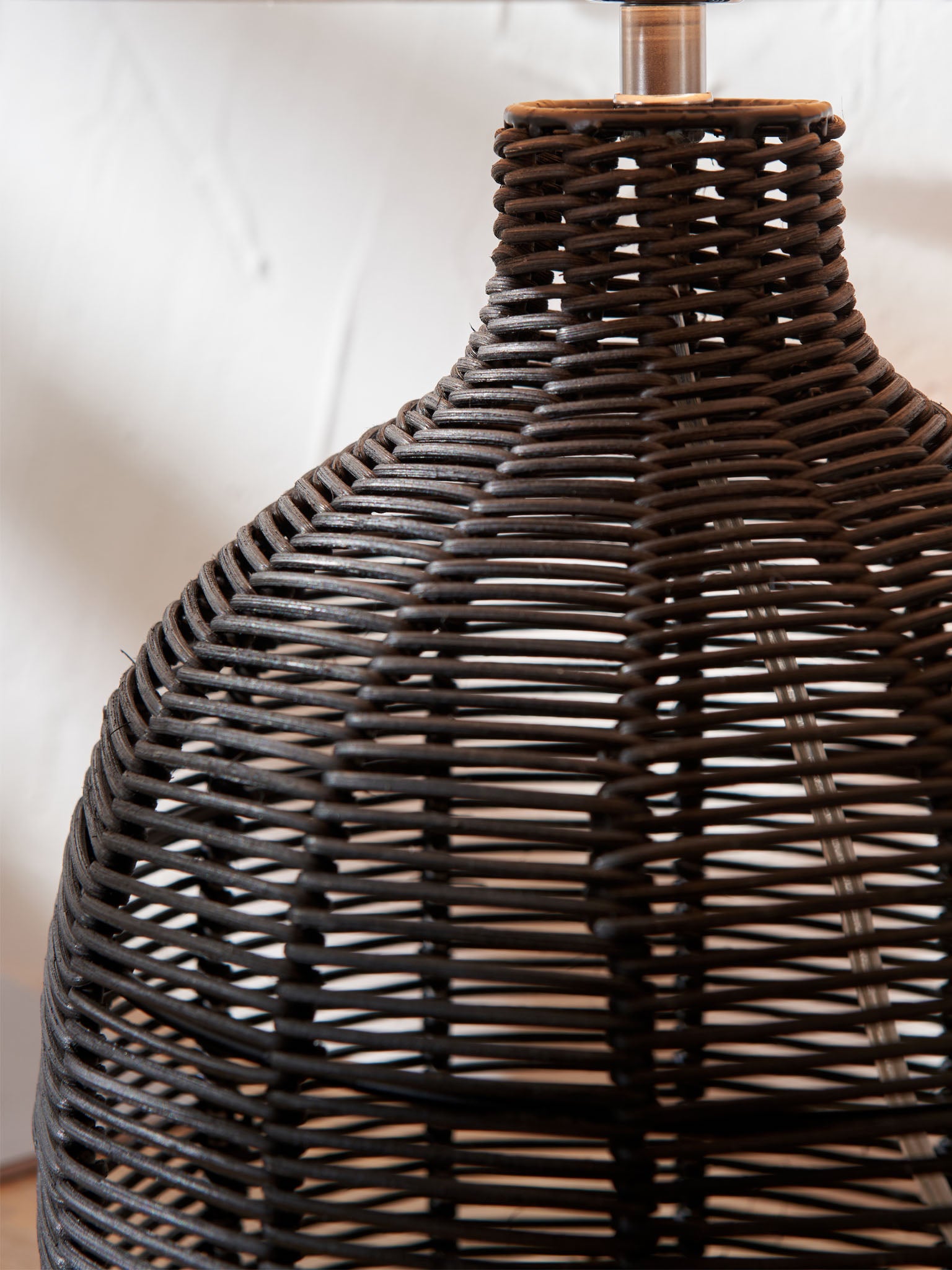 Black Rattan Cloche Table Lamp