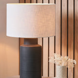 Black Tall Ribbed Terracotta Table Lamp