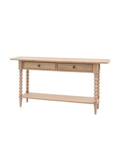 2 drawer console table with bobble style legs