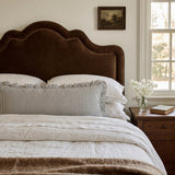 Bolster Cushion in Black and White Stripe with Ruffle Edge