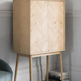 Broadway Oak Two Door Cocktail Cabinet with Chevron Design