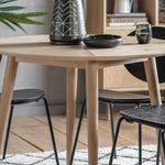 Oak Round Dining Table with Chevron Design