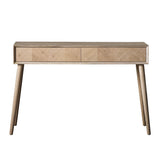 Oak two drawer console table with chevron design