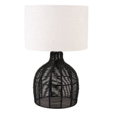 Carrie Black Rattan Cloche Table Lamp