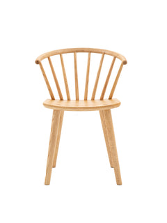 Wooden Dining chair with spindle back and curved seat