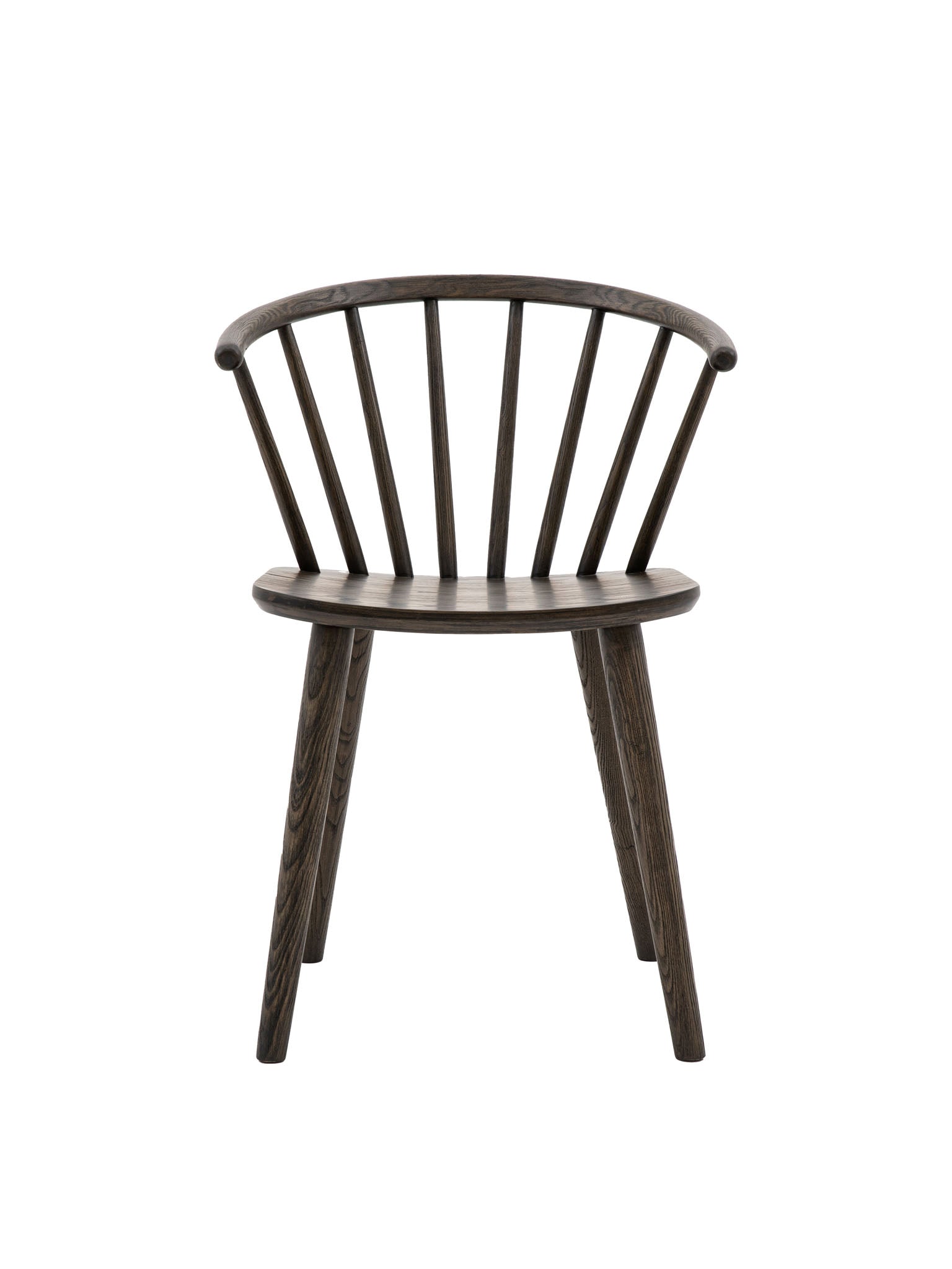 Wooden Dining chair with spindle back and curved seat