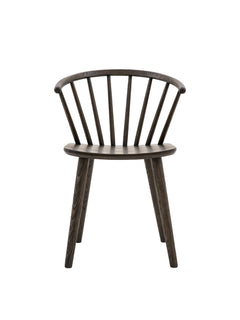 Wooden Dining chair with spindle back and curved seat