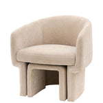 Cream retro chair with footstool.  Curved back. 
