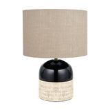 Charlotte Black and Natural Stoneware Table Lamp with Edward 35cm Natural Linen Cylinder Shade