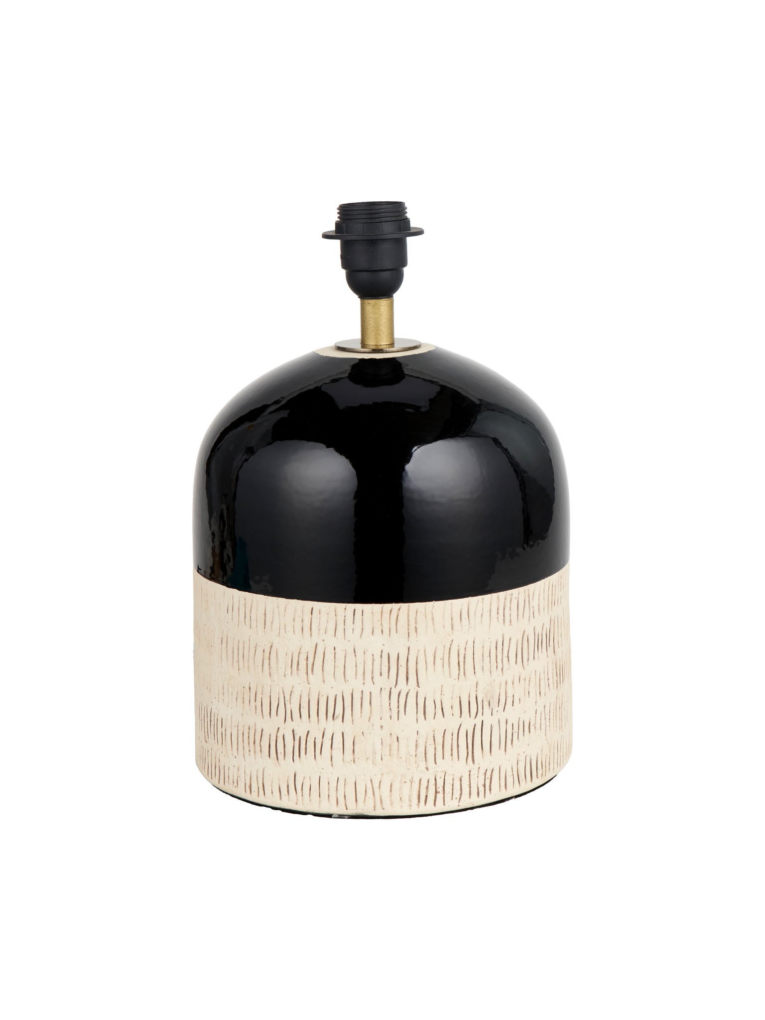 Charlotte Black and Natural Stoneware Table Lamp with Edward 35cm Natural Linen Cylinder Shade