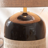 Charlotte Black and Natural Stoneware Table Lamp with Edward 35cm Natural Linen Cylinder Shade