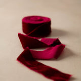Frayed Velvet Ribbon Claret Red