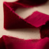 Frayed Velvet Ribbon Claret Red