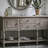 Pine sideboard with two cupboards and two drawers