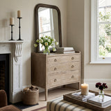 Grey Rattan Ottoman Tray with Handles