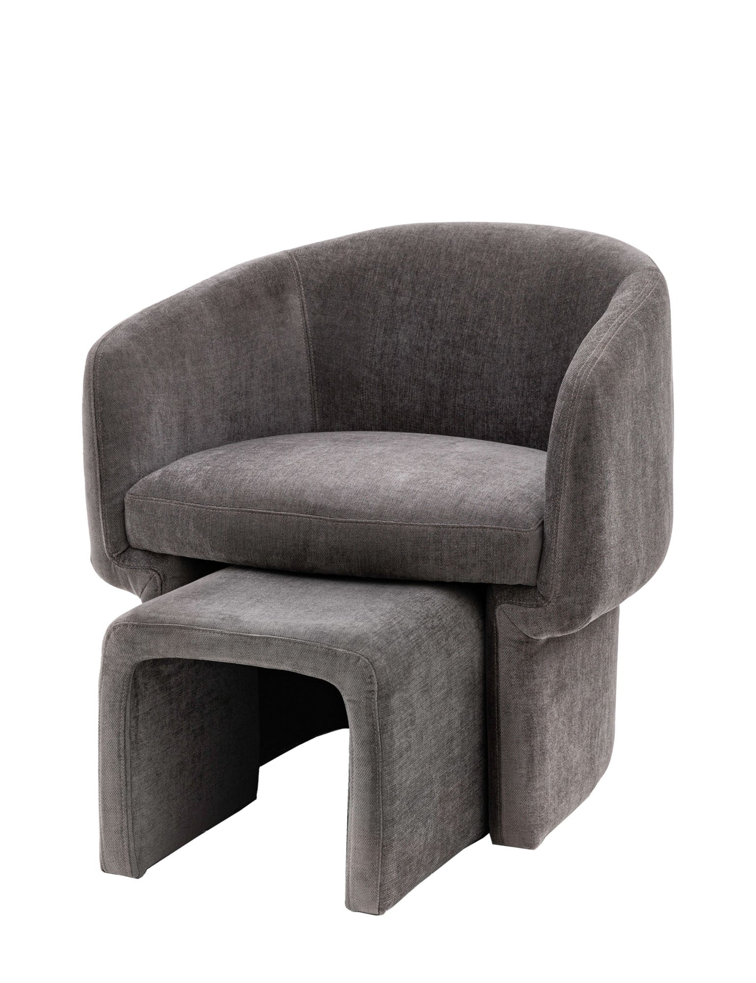 Aslan Armchair in anthracite, retro design, smooth curved back, vintage influence, 