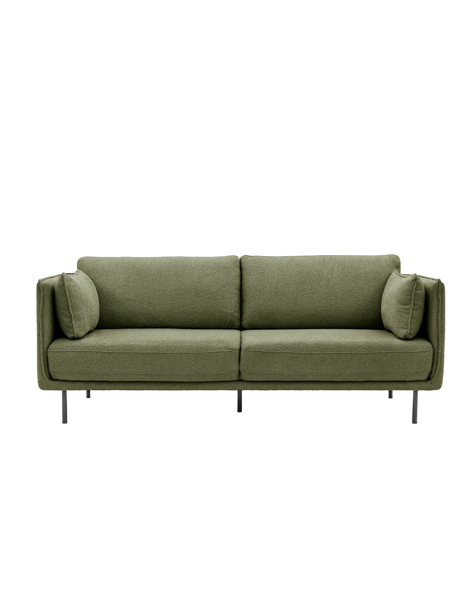 Green 3 seater sofa with black legs