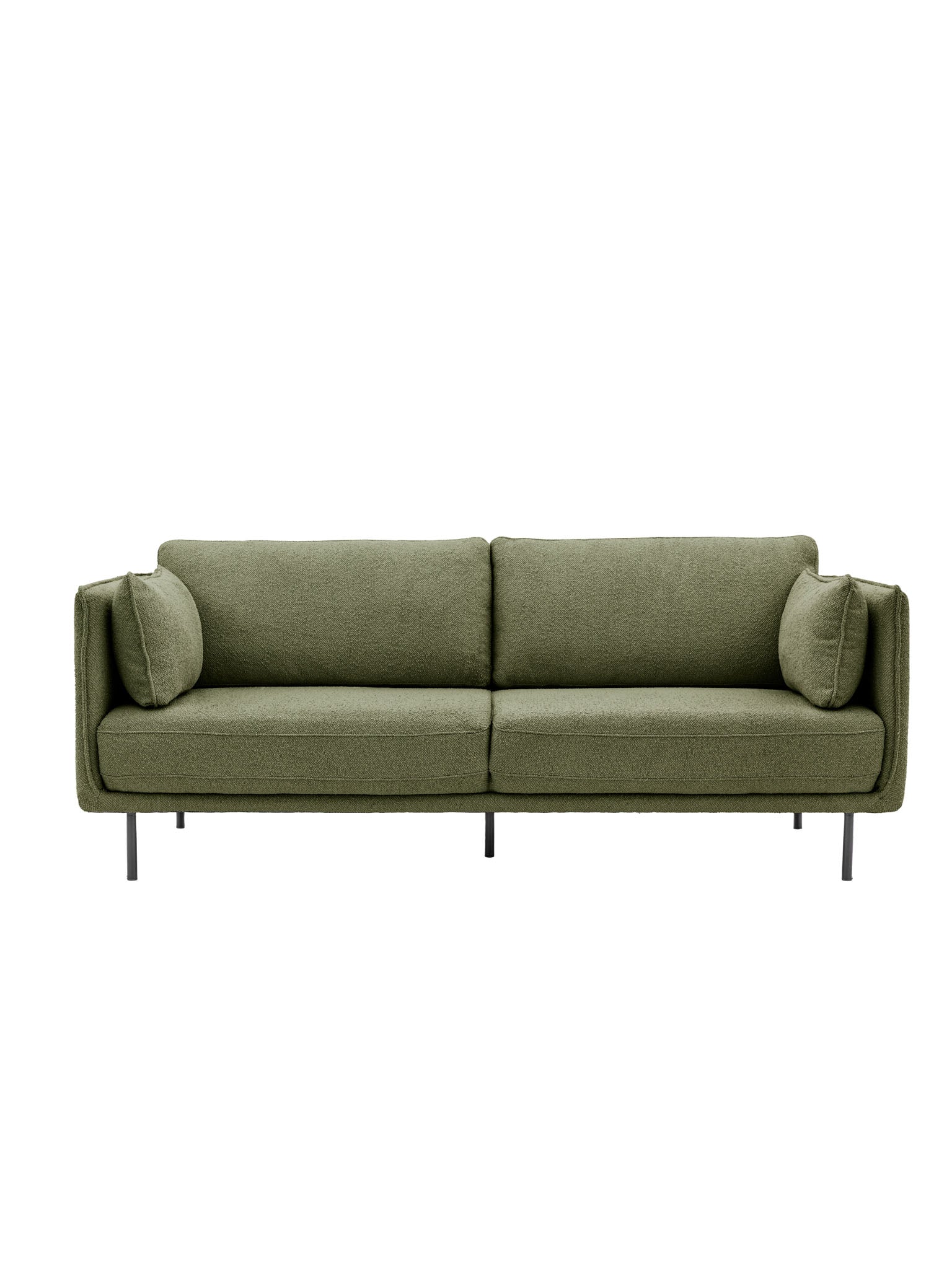Green 3 seater sofa with black legs