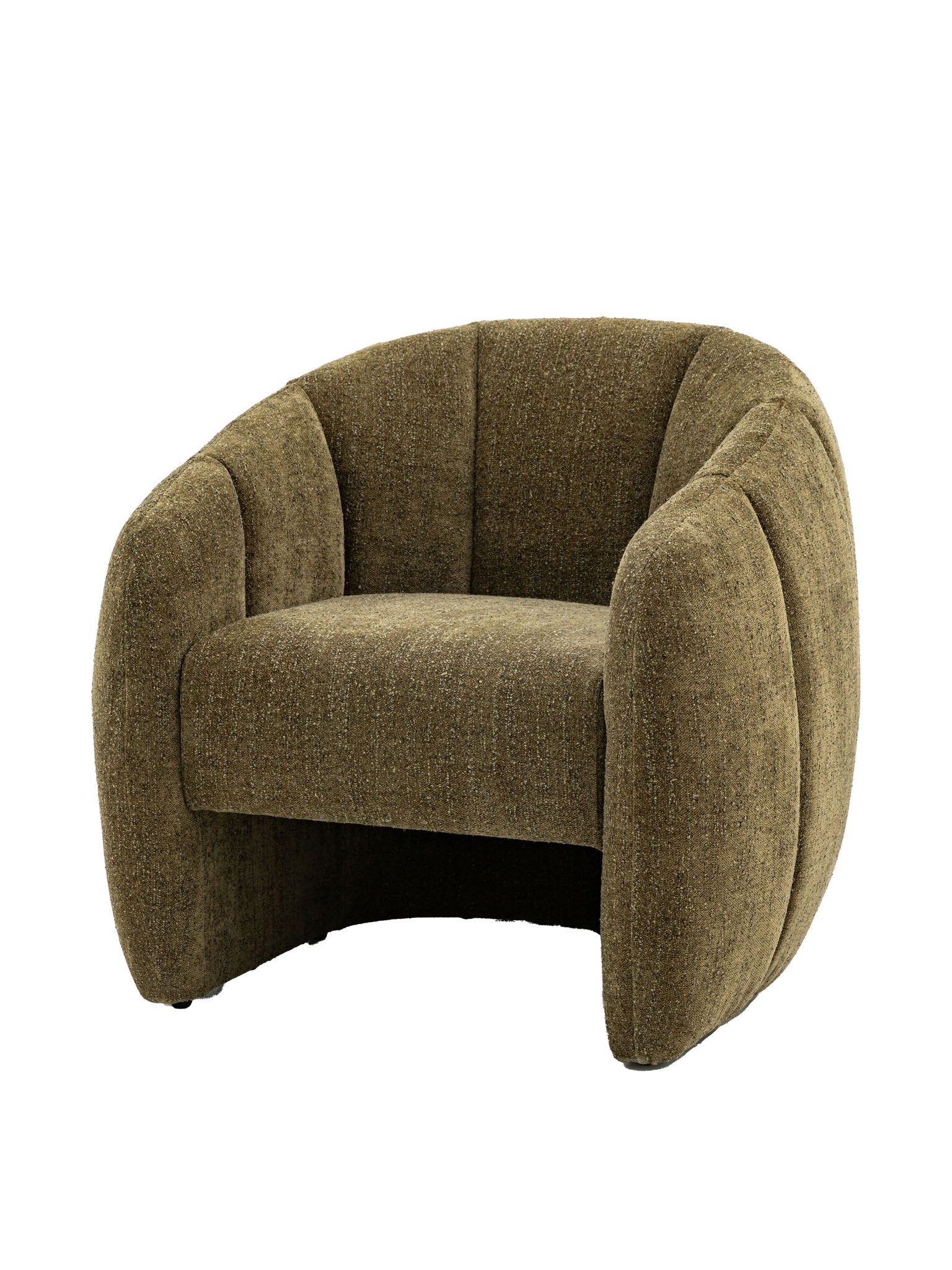 Moss green tub chair with curved sides