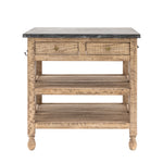 Small pine kitchen island with marble top