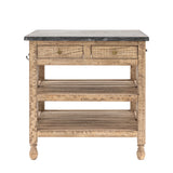 Small pine kitchen island with marble top