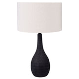 Ivana Black Engraved Wood Bottle Table Lamp