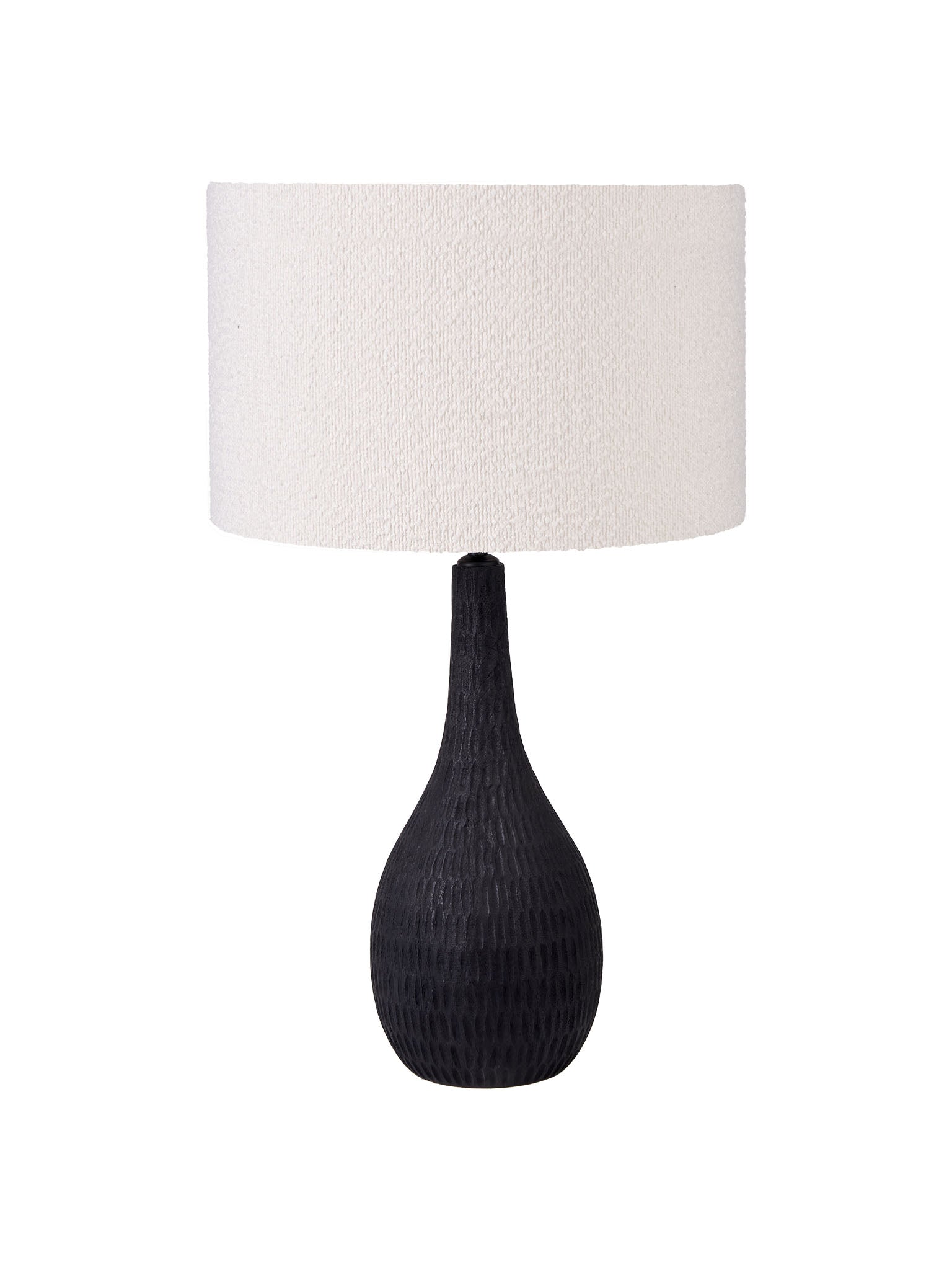 Ivana Black Engraved Wood Bottle Table Lamp