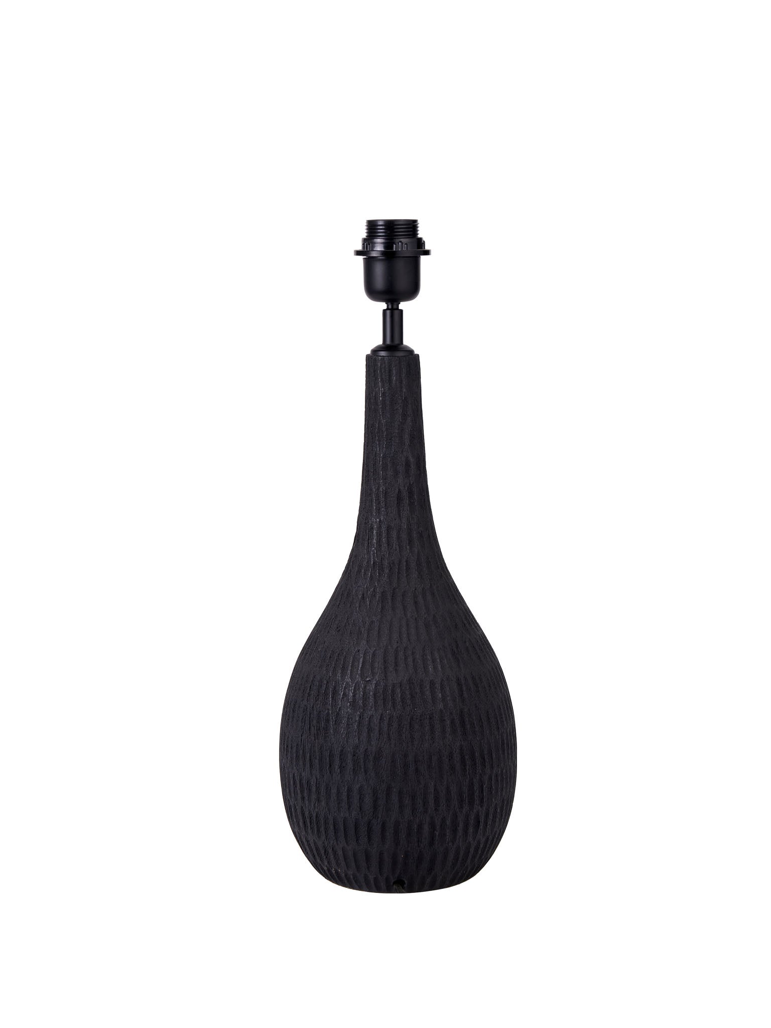 Ivana Black Engraved Wood Bottle Table Lamp