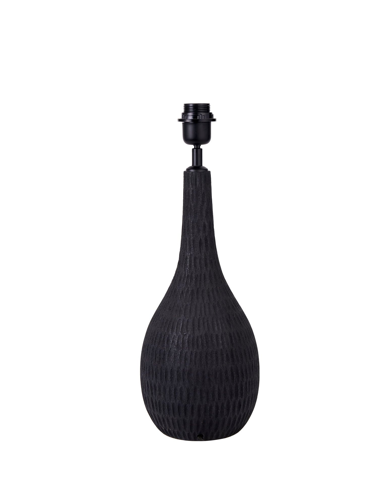 Ivana Black Engraved Wood Bottle Table Lamp