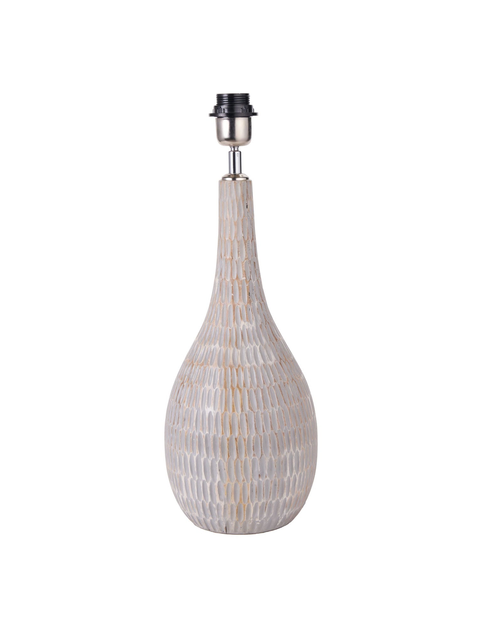 Ivana Grey Engraved Wood Bottle Table Lamp