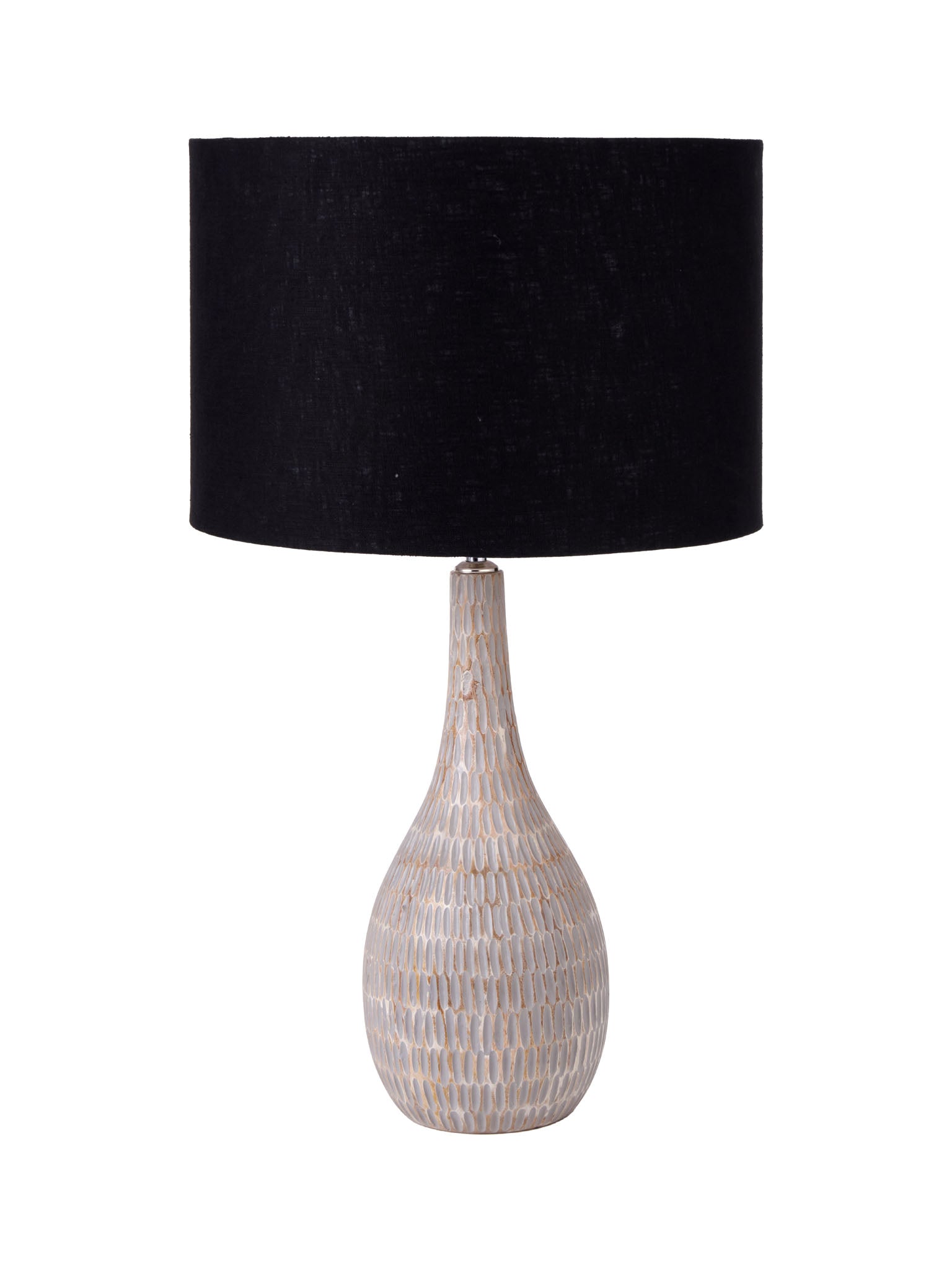 Ivana Grey Engraved Wood Bottle Table Lamp