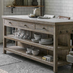 Pine kitchen Island with marble top