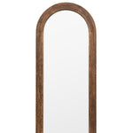 Natural wood grain mirror with curved top
