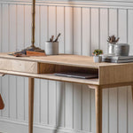 Oak one drawer desk in chevron design