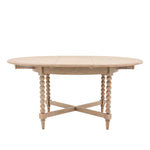 Round extendable dining table with bobbin detail