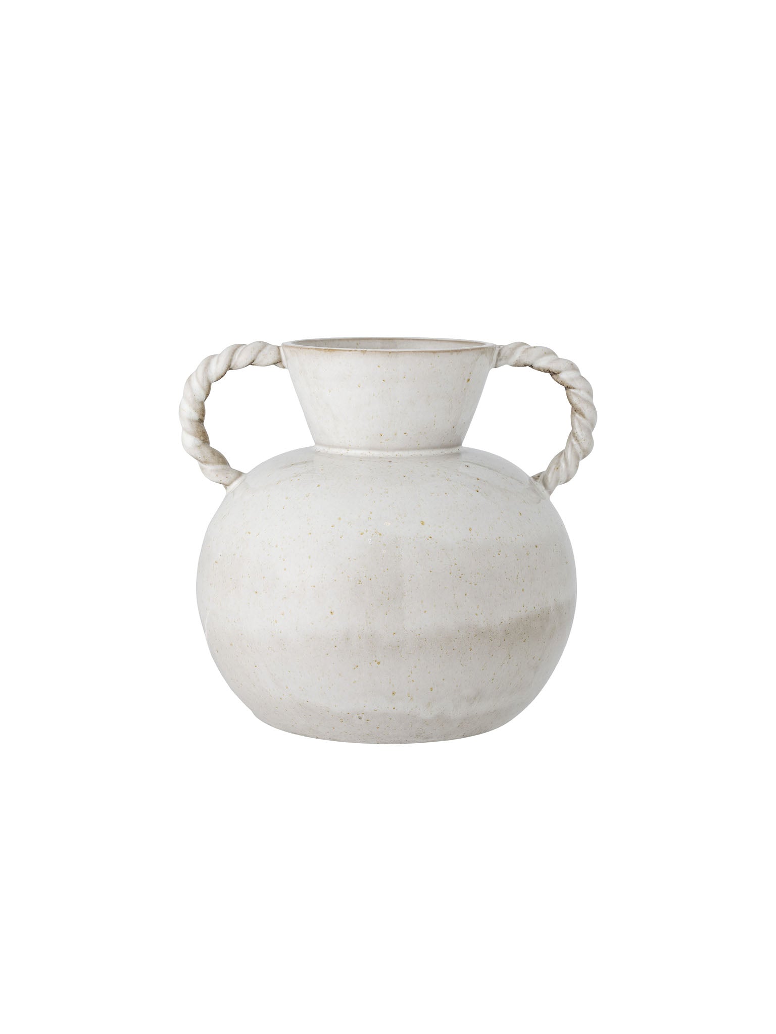 white braided handled urn vase