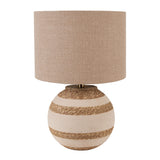 Tula Cream and Natural Sea Grass Round Table Lamp with Edward 35cm Natural Linen Cylinder Shade