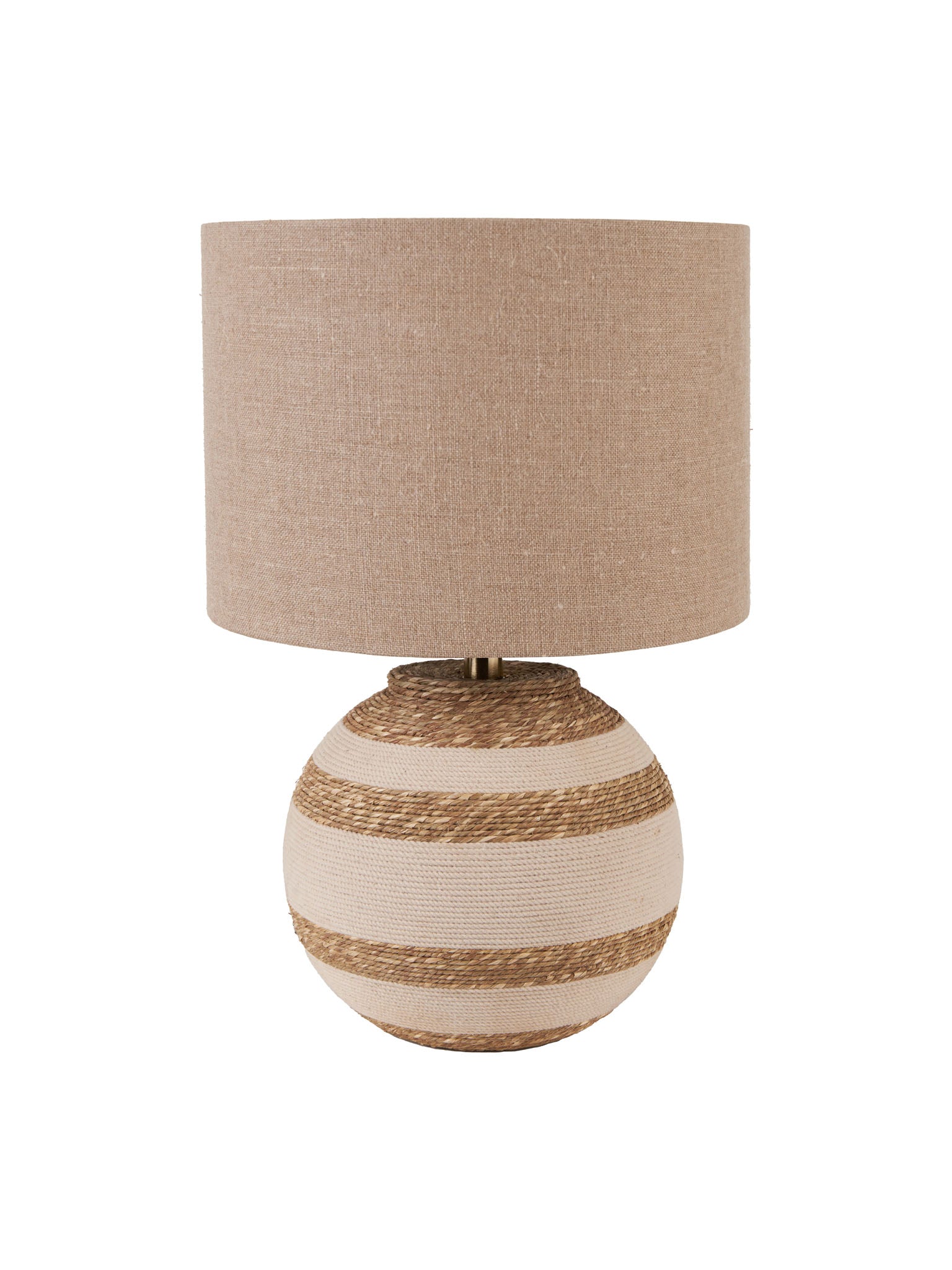 Tula Cream and Natural Sea Grass Round Table Lamp with Edward 35cm Natural Linen Cylinder Shade