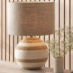 Tula Cream and Natural Sea Grass Round Table Lamp with Edward 35cm Natural Linen Cylinder Shade