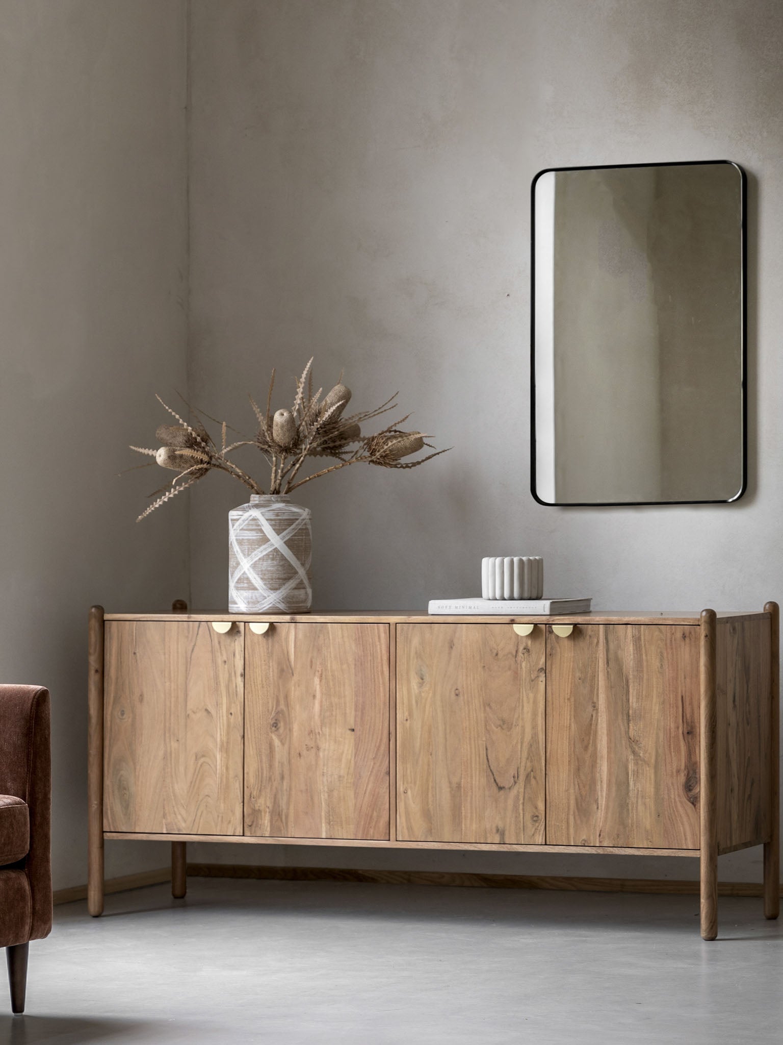 Acacia Wood 4 Door Sideboard