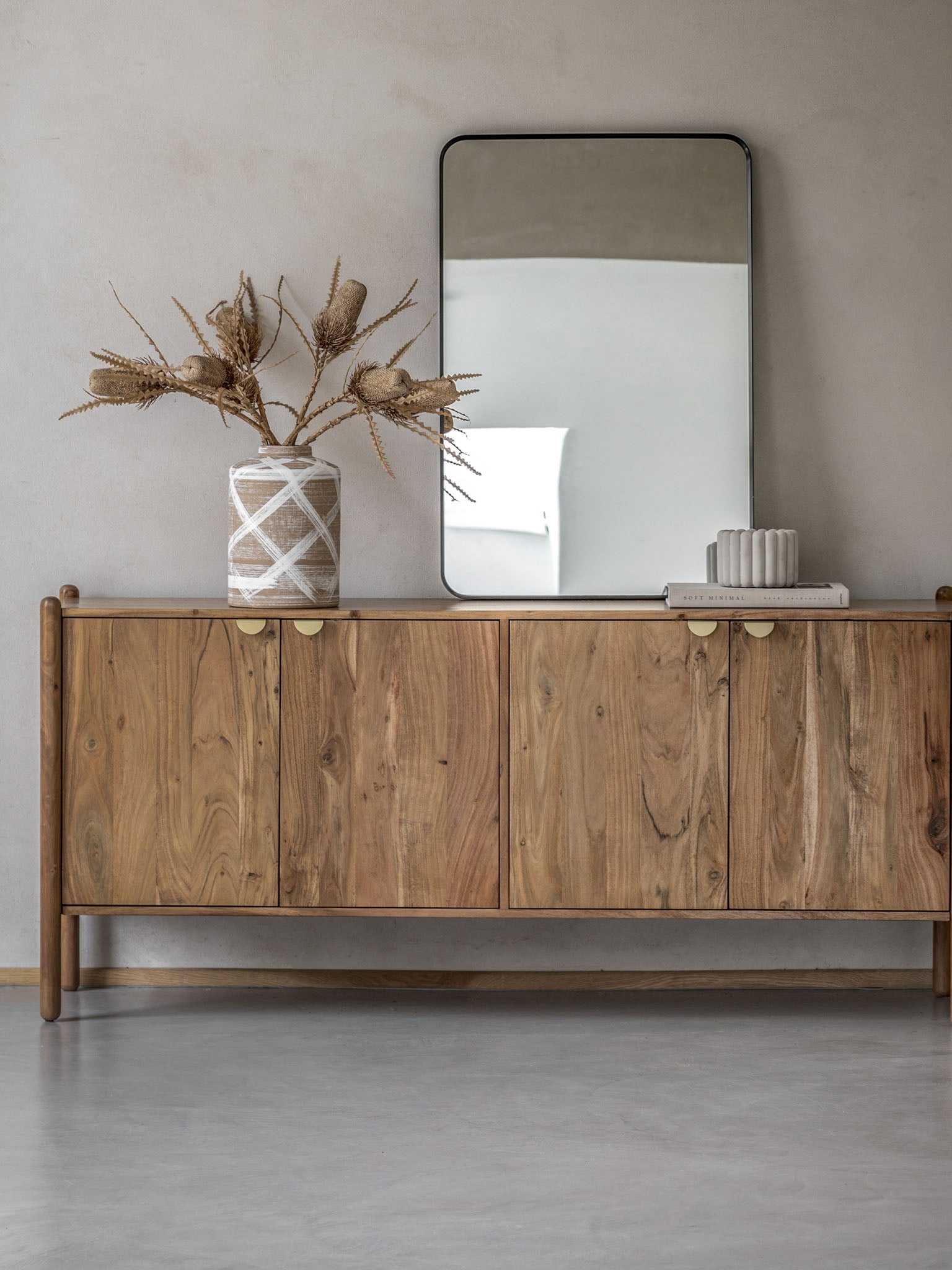 Acacia Wood 4 Door Sideboard