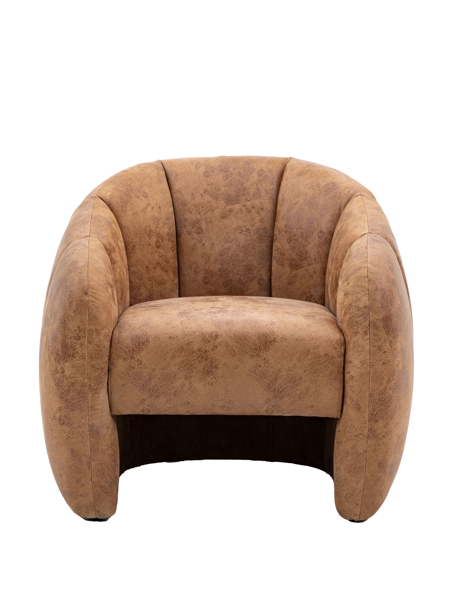 Tub Chair in Antique Tan with Curved Sides