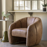 Tub Chair in Antique Tan with Curved Sides