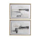 Set of 2 Brush Stroke Framed Canvas